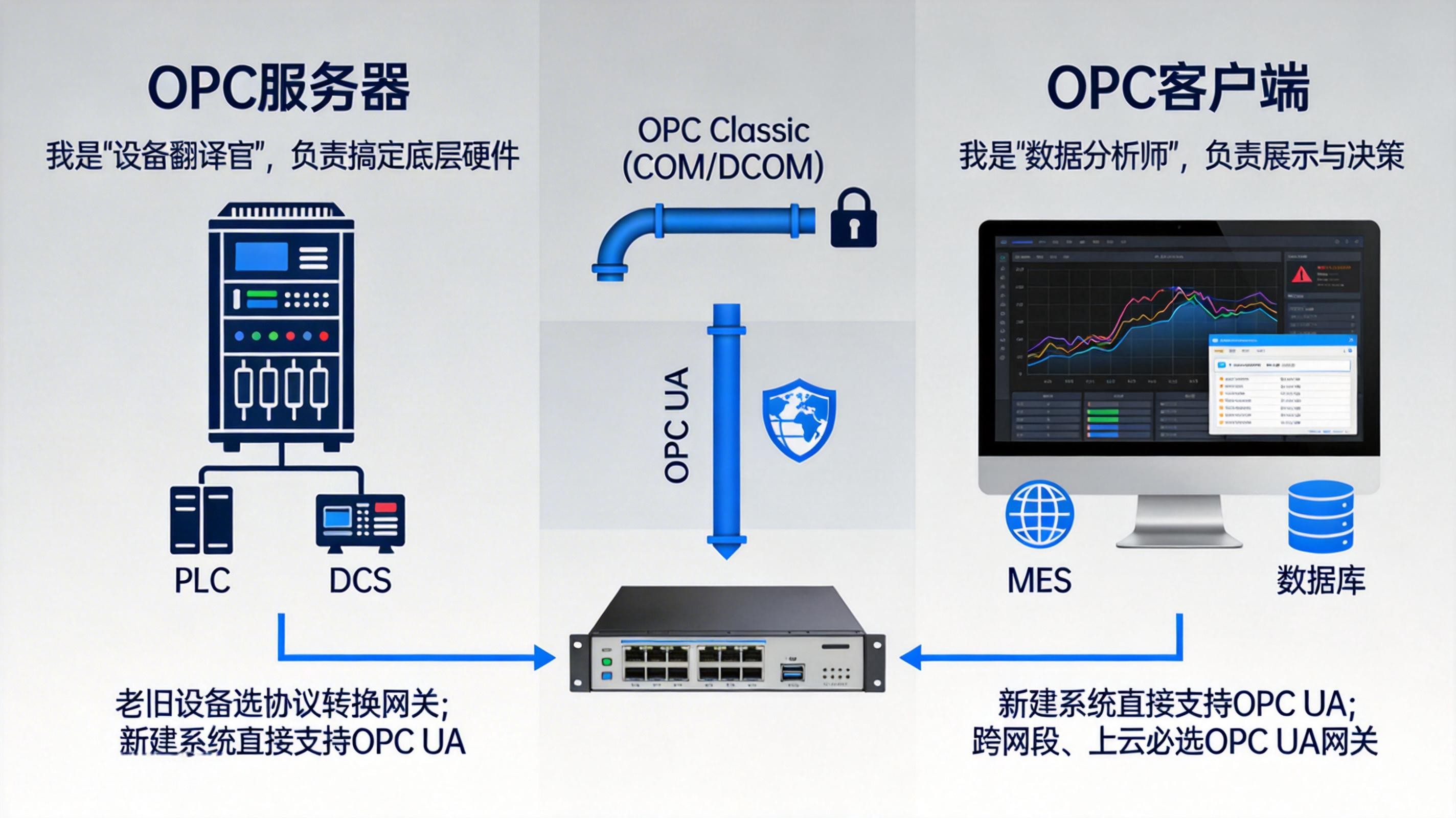 OPC服务器与OPC客户端有什么区别？一张图看懂OPC通信架构