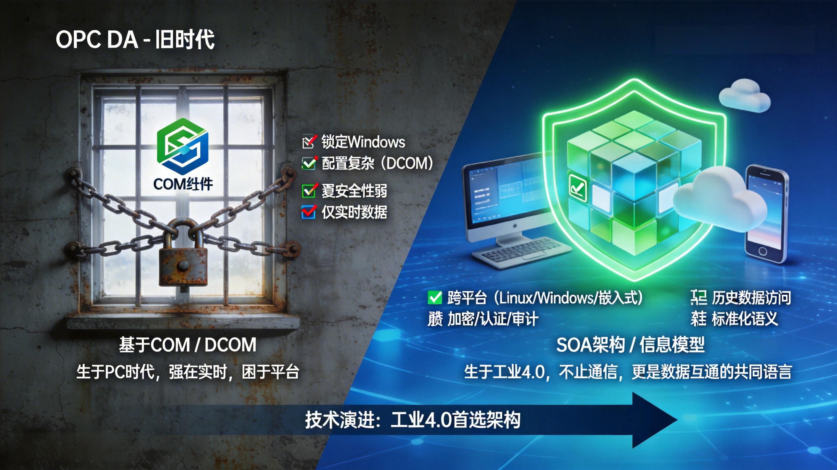 OPC UA vs OPC DA：一张表看懂核心区别及工业网关选型指南